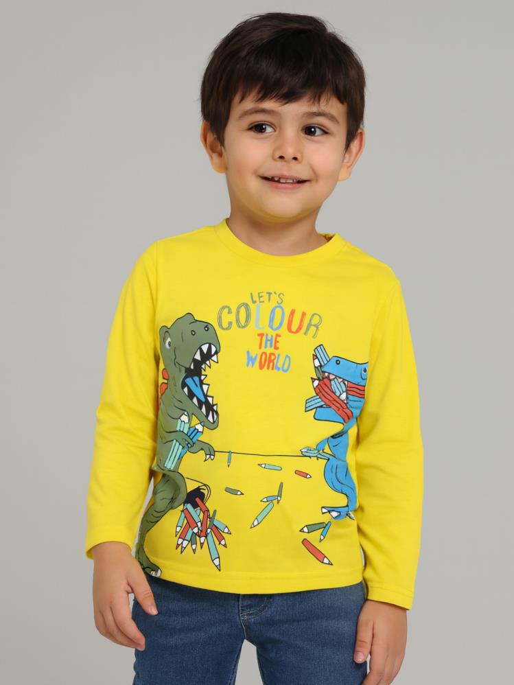 Civil Boys Colour Dinazor Baskılı 2-5 Yaş Sweatshirt - Sarı