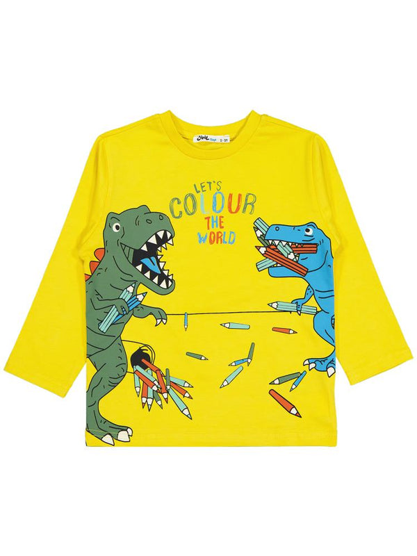 Civil Boys Colour Dinazor Baskılı 2-5 Yaş Sweatshirt - Sarı