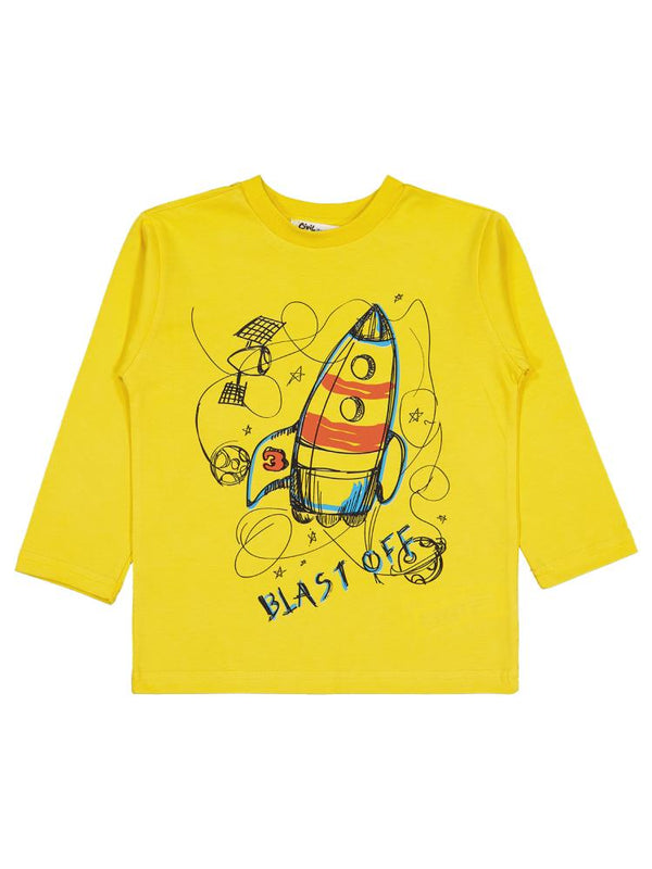 Civil Boys Blast Off Baskılı 2-5 Yaş Sweatshirt - Sarı