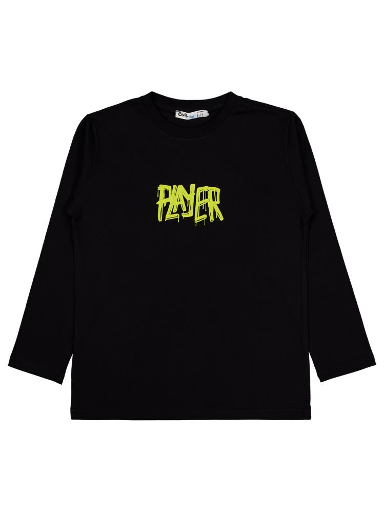Civil Boys Player Baskılı 6-9 Yaş Sweatshirt - Siyah