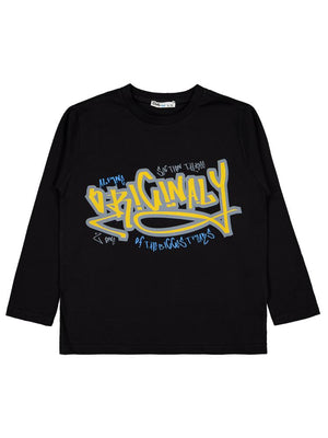 Civil Boys Original Baskılı 6-9 Yaş Sweatshirt - Siyah