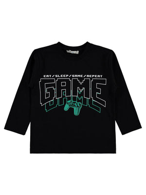 Civil Erkek Çocuk Game Baskılı Sweatshirt | Süprem Uzun Kol | Okul Kreş ve Günlük Kullanım - Siyah
