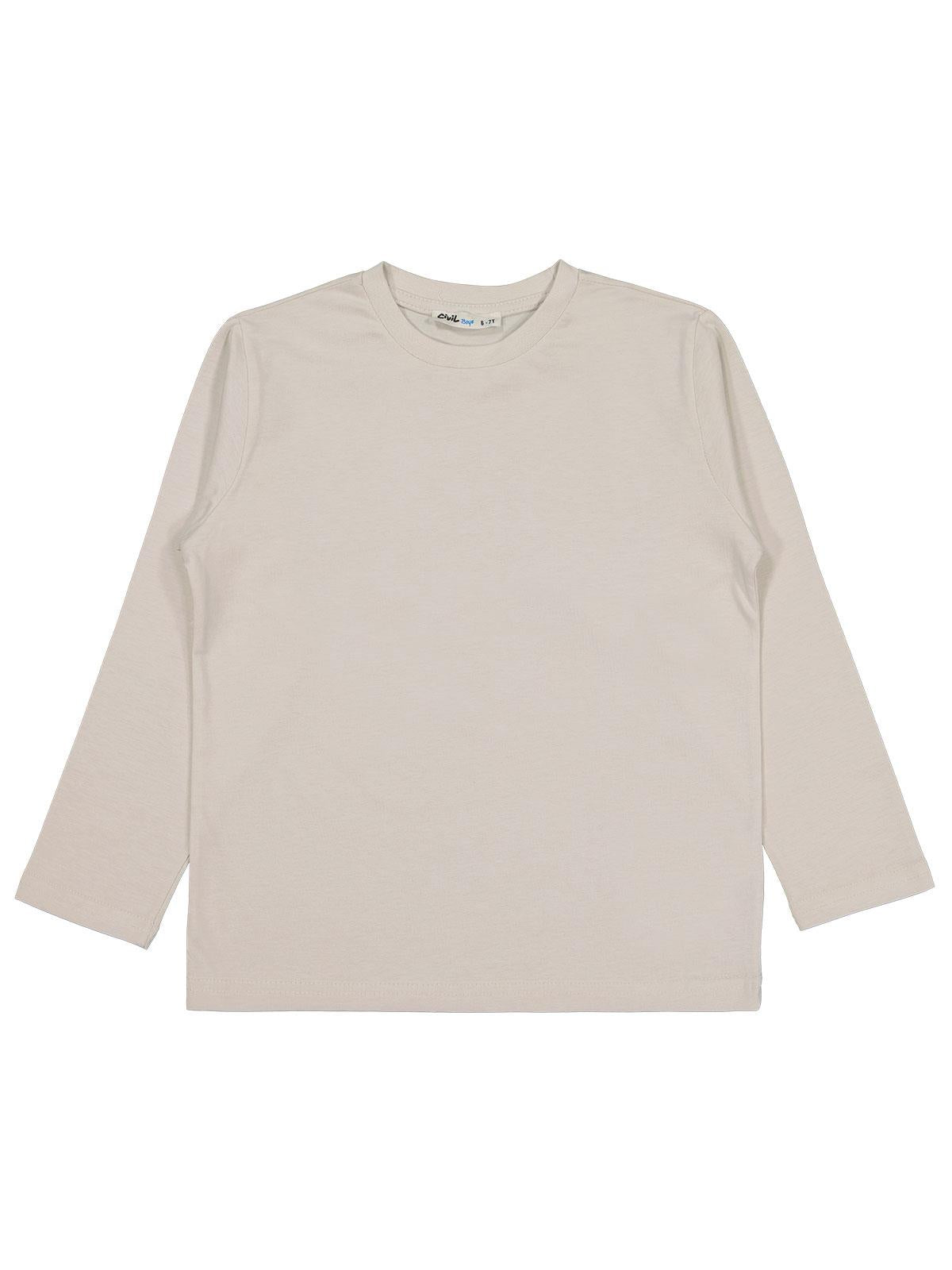 Civil Erkek Çocuk Basic Sweatshirt | Süprem Uzun Kol Bisiklet Yaka | Okul Kreş ve Günlük Kullanım - Bej