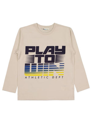 Civil Boys Play To Wın Baskılı 6-9 Yaş Sweatshirt - Bej