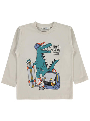 Civil Boys Lets Go Timsah Baskılı 2-5 Yaş Sweatshirt - Bej