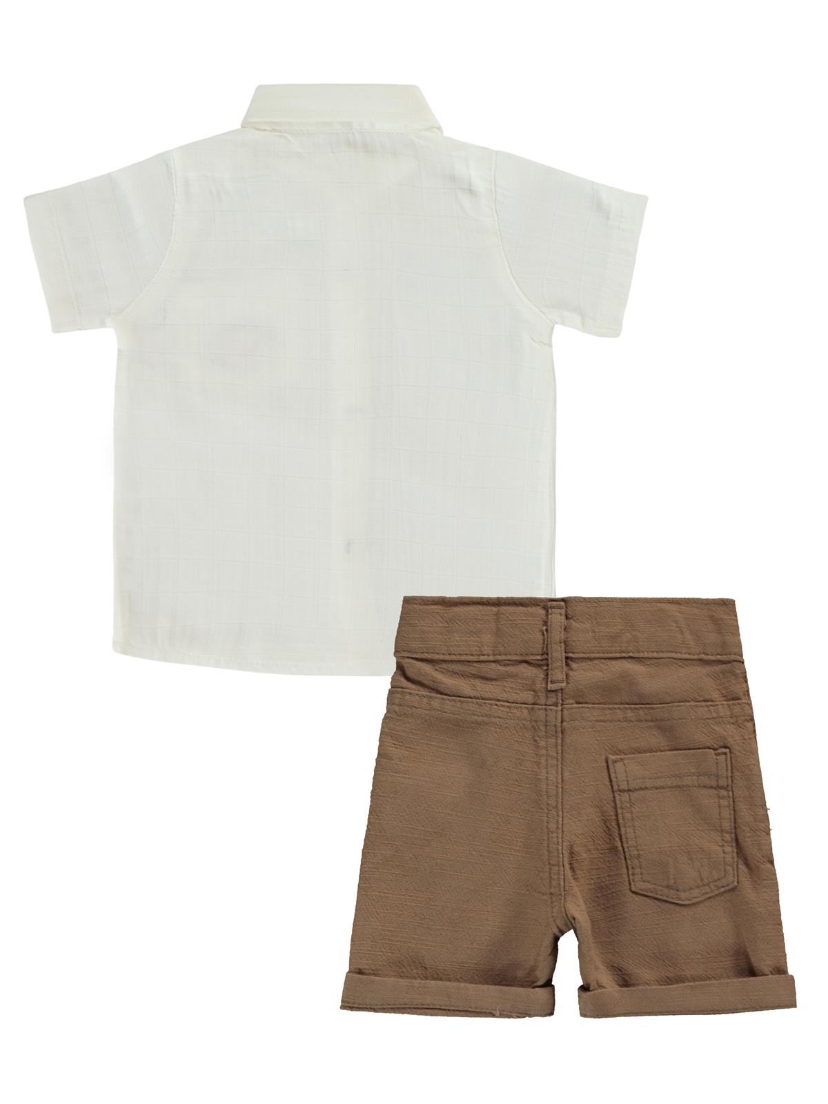 Concept Müslin Gömlekli Şortlu 3'lü 6-18 Ay Takım - Bej