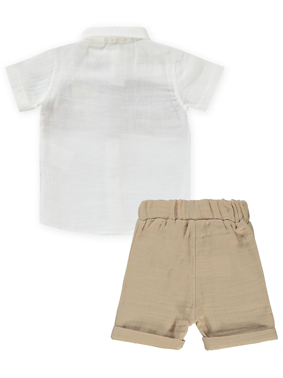 Concept Müslin Gömlekli Şortlu 3'lü 6-18 Ay Takım - Bej