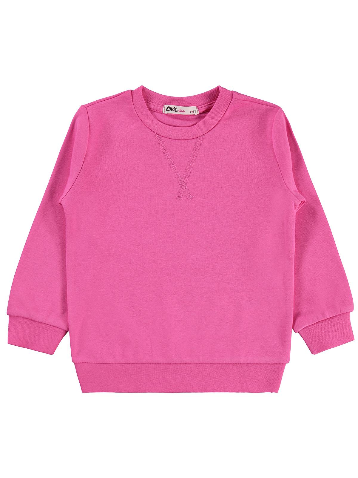 Civil Girls Düz 2-5 Yaş Sweatshirt - Pembe