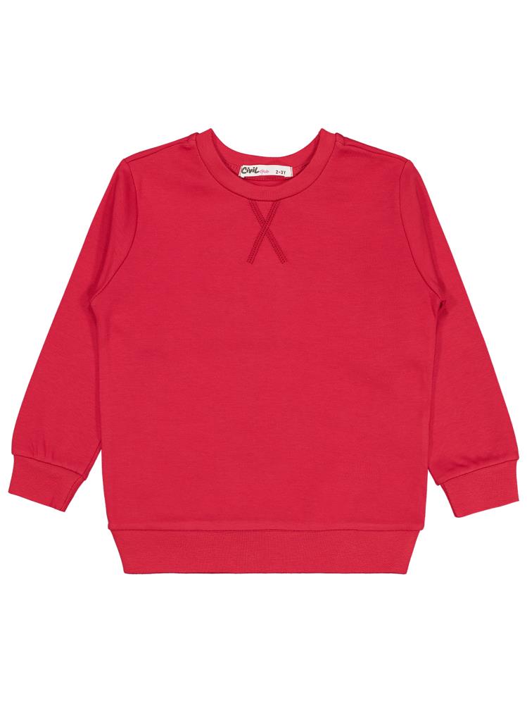Civil Girls Düz 2-5 Yaş Sweatshirt - Kırmızı