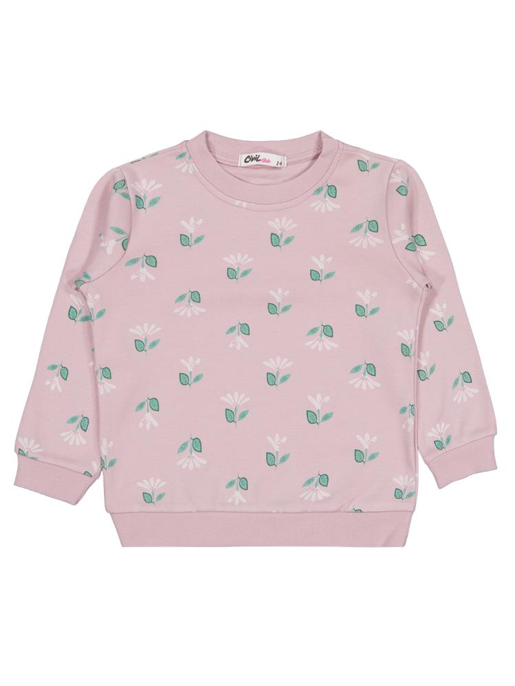 Civil Girls Çıtır Çiçek Baskılıü 2-5 Yaş Sweatshirt - Pembe