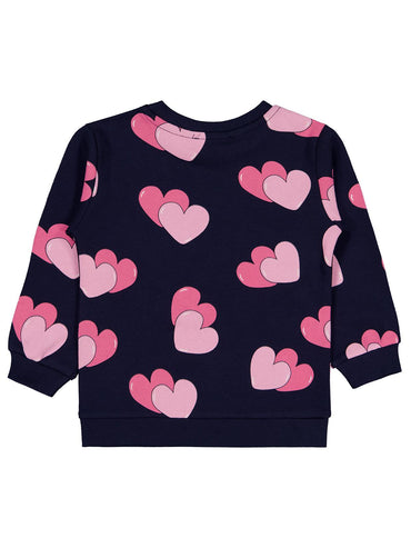 Civil Girls Renkli Kalp Baskılı 2-5 Yaş Sweatshirt - Lacivert