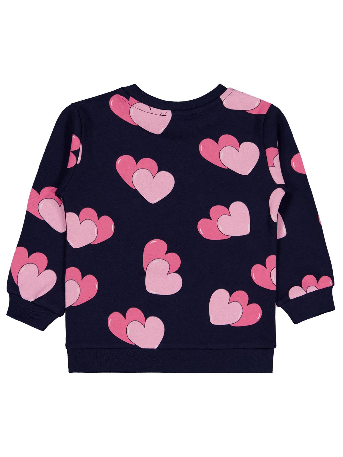 Civil Girls Renkli Kalp Baskılı 2-5 Yaş Sweatshirt - Lacivert