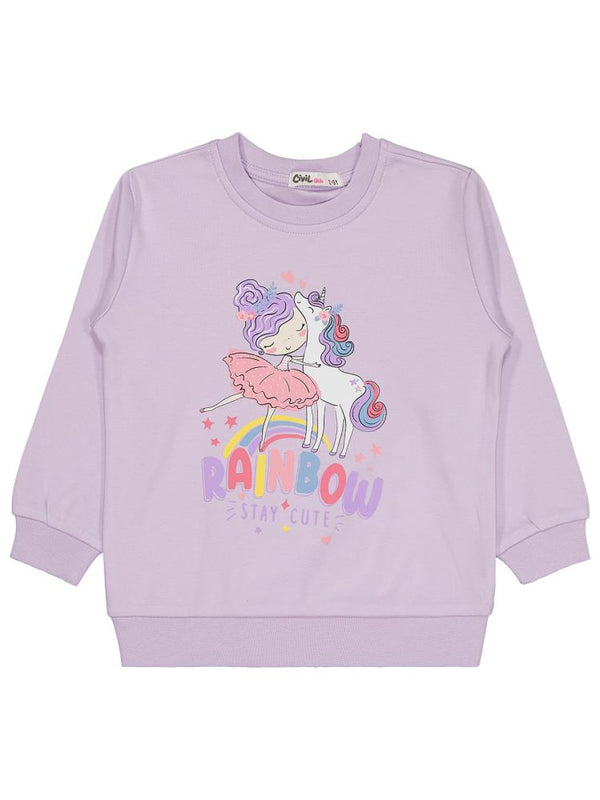 Civil Girls Rainbow Baskılı 2-5 Yaş Sweatshirt - Lila