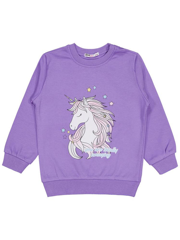 Civil Girls Unicorn Baskılı 2-5 Yaş Sweatshirt - Lila