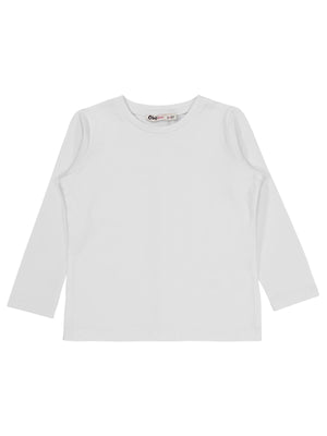 Civil Kız Çocuk Basic Sweatshirt | Likralı Süprem Uzun Kol | Okul Kreş ve Günlük Kullanım - Beyaz