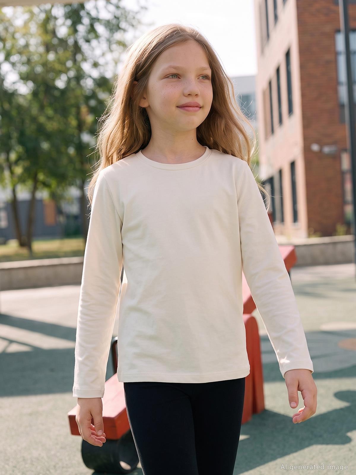 Civil Kız Çocuk Basic Sweatshirt | Likralı Süprem Uzun Kol | Okul Kreş ve Günlük Kullanım - Ekru