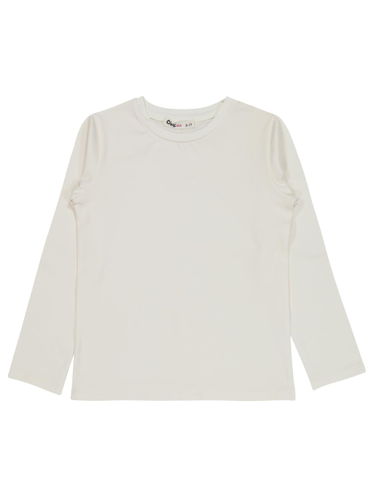 Civil Kız Çocuk Basic Sweatshirt | Likralı Süprem Uzun Kol | Okul Kreş ve Günlük Kullanım - Ekru