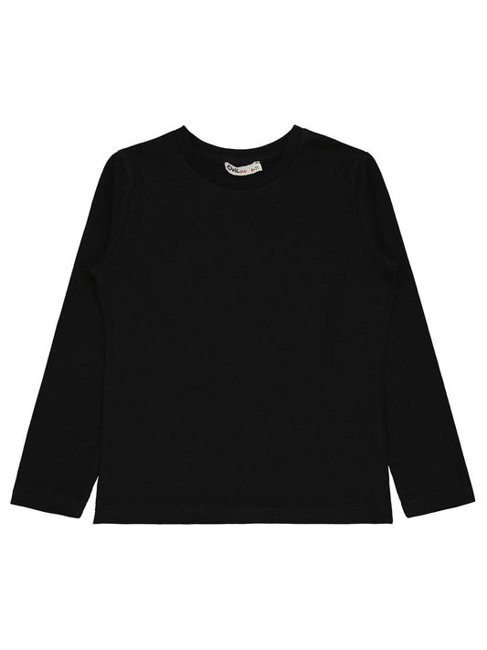 Civil Girls Kız Çocuk Basic Sweatshirt | Likralı Süprem Uzun Kol | Okul Kreş ve Günlük Kullanım - Siyah
