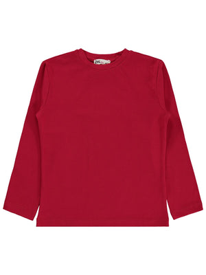 Civil Girls Kız Çocuk Basic Sweatshirt | Likralı Süprem Uzun Kol | Okul Kreş ve Günlük Kullanım - Kırmızı