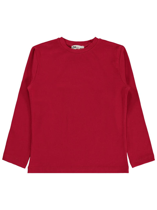 Civil Girls Kız Çocuk Basic Sweatshirt | Likralı Süprem Uzun Kol | Okul Kreş ve Günlük Kullanım - Kırmızı