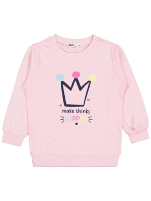 Civil Girls Happen Baskılı 2-5 Yaş Sweatshirt - Pembe