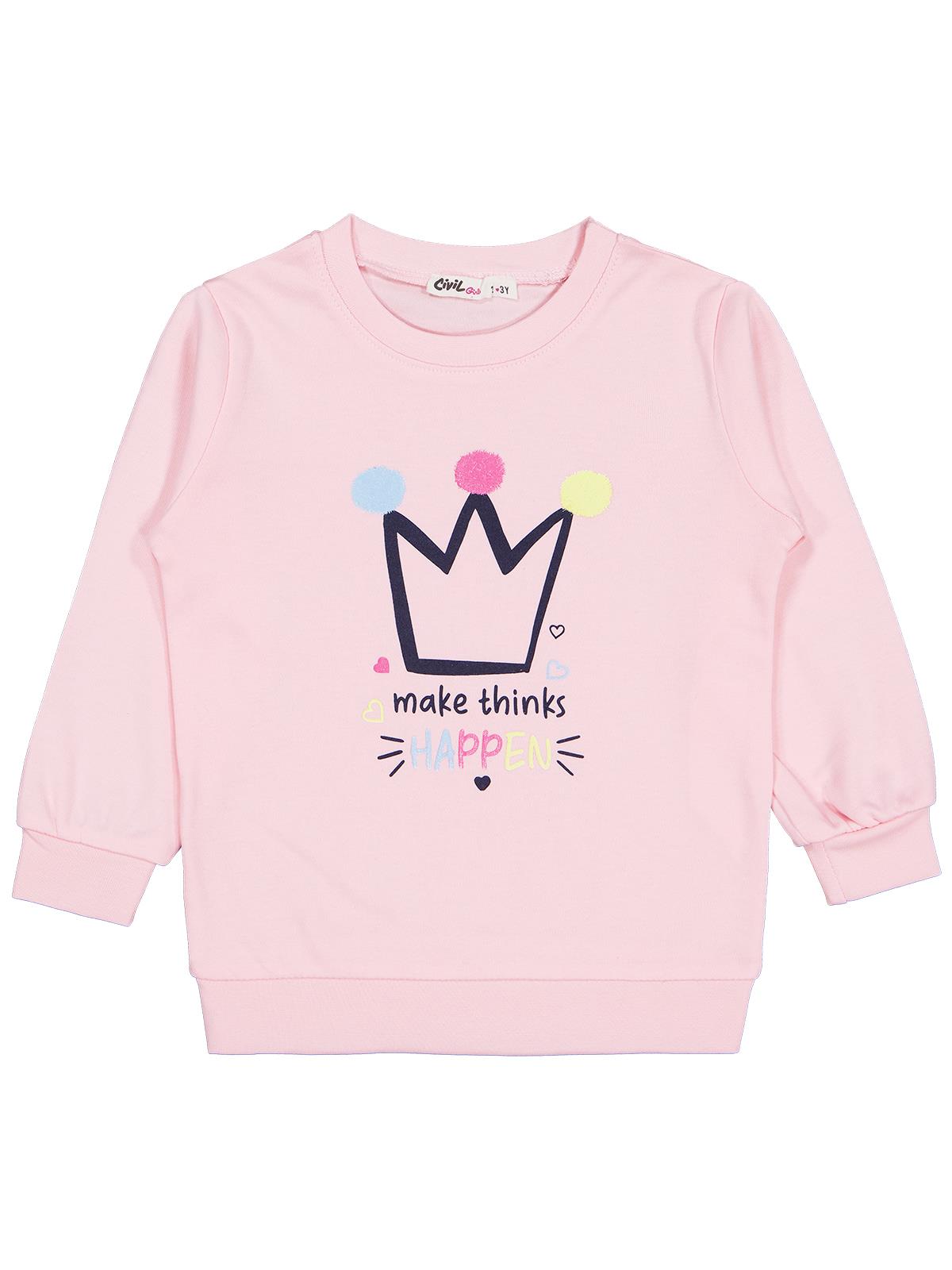 Civil Girls Happen Baskılı 2-5 Yaş Sweatshirt - Pembe