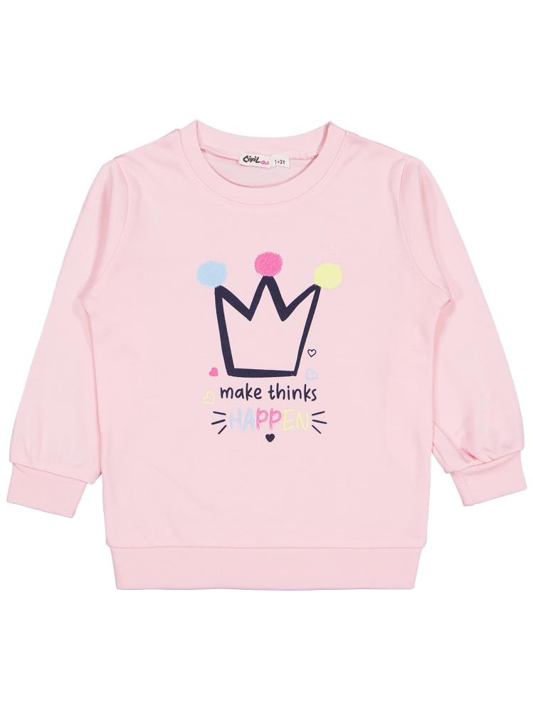 Civil Girls Happen Baskılı 2-5 Yaş Sweatshirt - Pembe