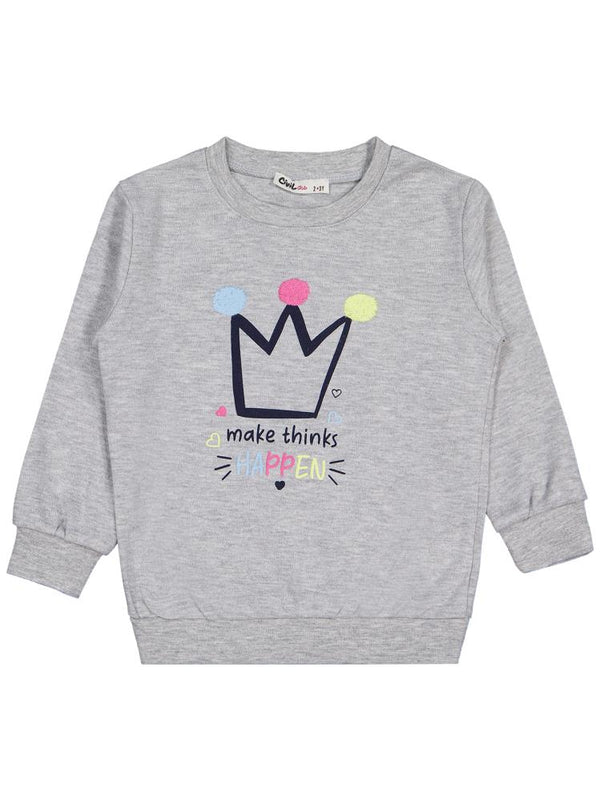 Civil Girls Happen Baskılı 2-5 Yaş Sweatshirt - Gri