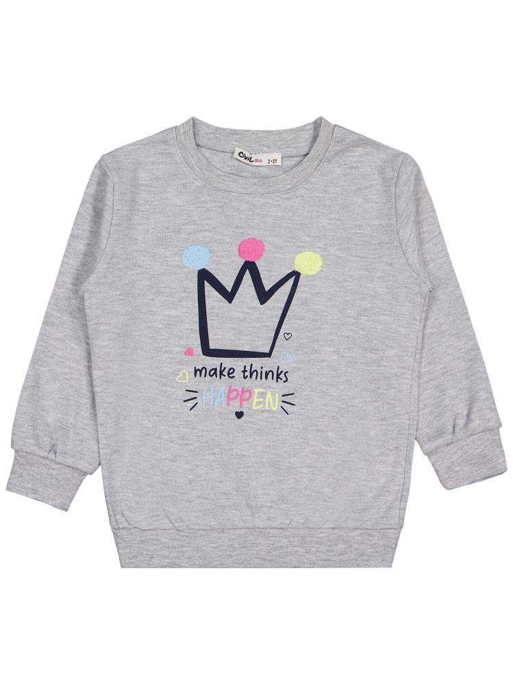 Civil Girls Happen Baskılı 2-5 Yaş Sweatshirt - Gri