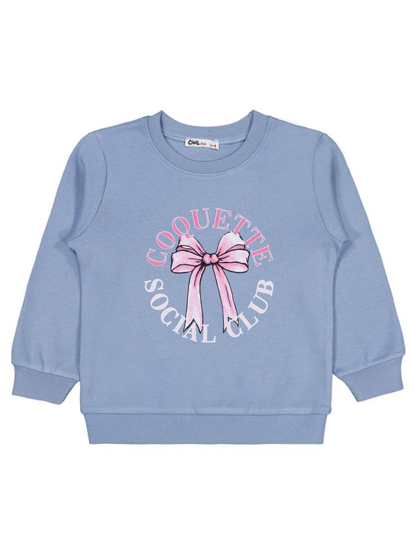 Civil Girls Kurdela Baskılı 2-5 Yaş Sweatshirt - Mavi