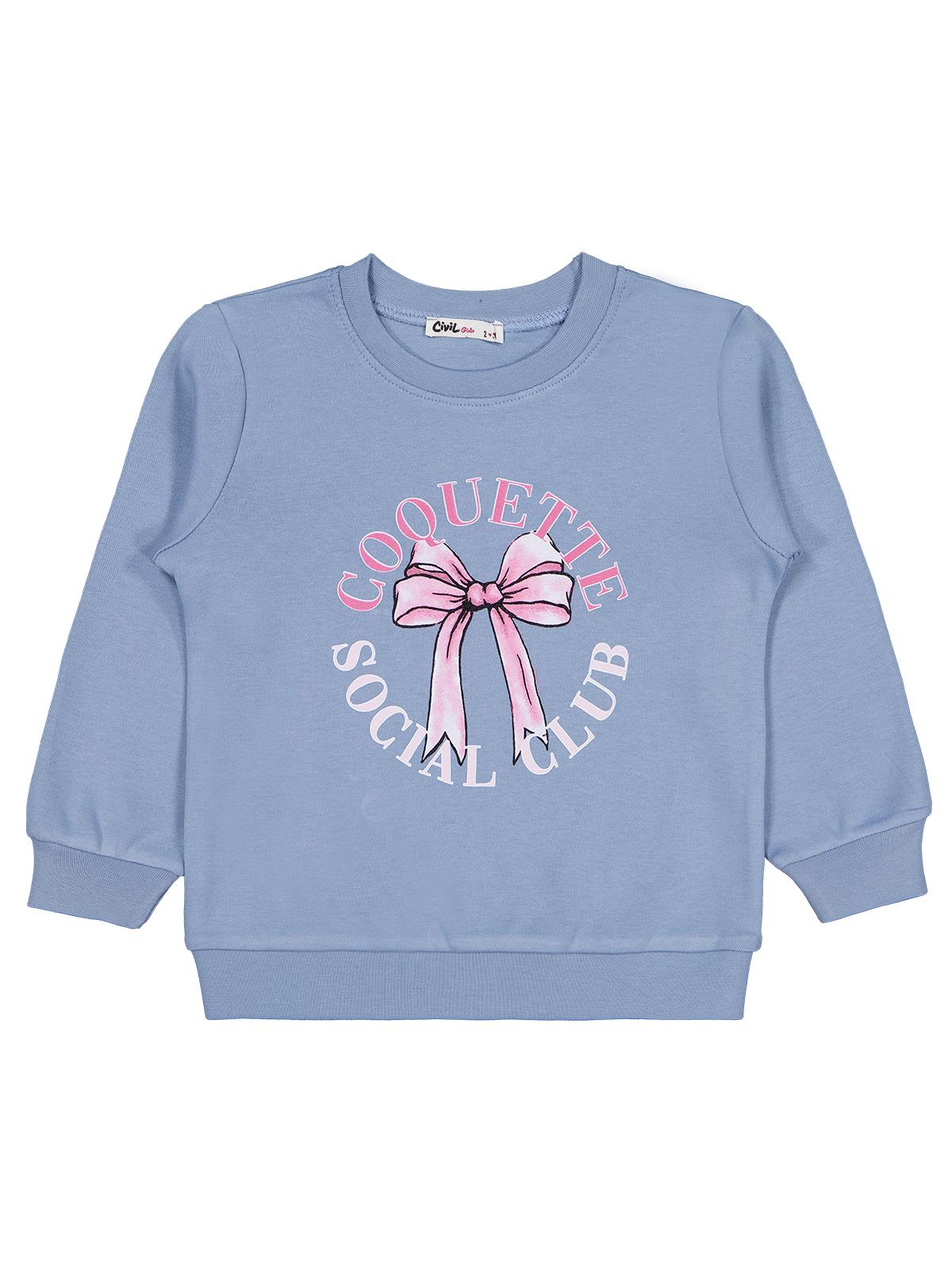 Civil Girls Kurdela Baskılı 2-5 Yaş Sweatshirt - Mavi