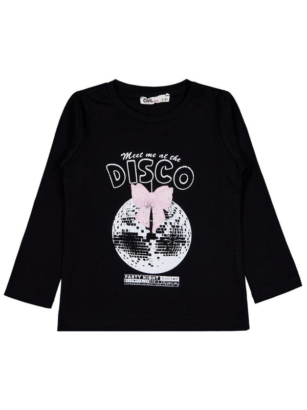 Civil Girls Parti Night Baskılı 2-5 Yaş Sweatshirt - Siyah