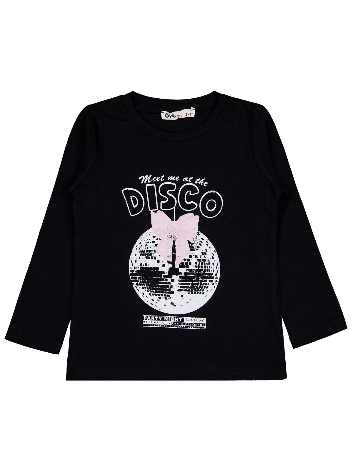 Civil Girls Parti Night Baskılı 2-5 Yaş Sweatshirt - Siyah