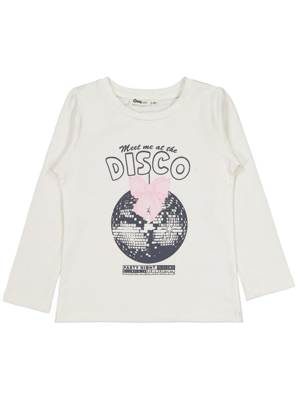 Civil Girls Parti Night Baskılı 2-5 Yaş Sweatshirt - Ekru