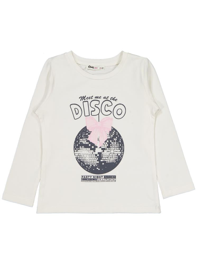 Civil Girls Parti Night Baskılı 2-5 Yaş Sweatshirt - Ekru