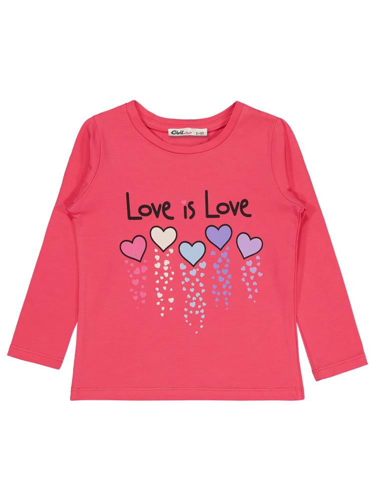 Civil Girls Love is Love Baskılı 2-5 Yaş Sweatshirt - Pembe