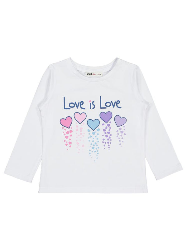 Civil Girls Love is Love Baskılı 2-5 Yaş Sweatshirt - Beyaz