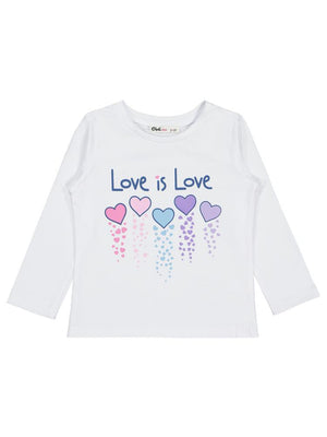 Civil Girls Love is Love Baskılı 2-5 Yaş Sweatshirt - Beyaz
