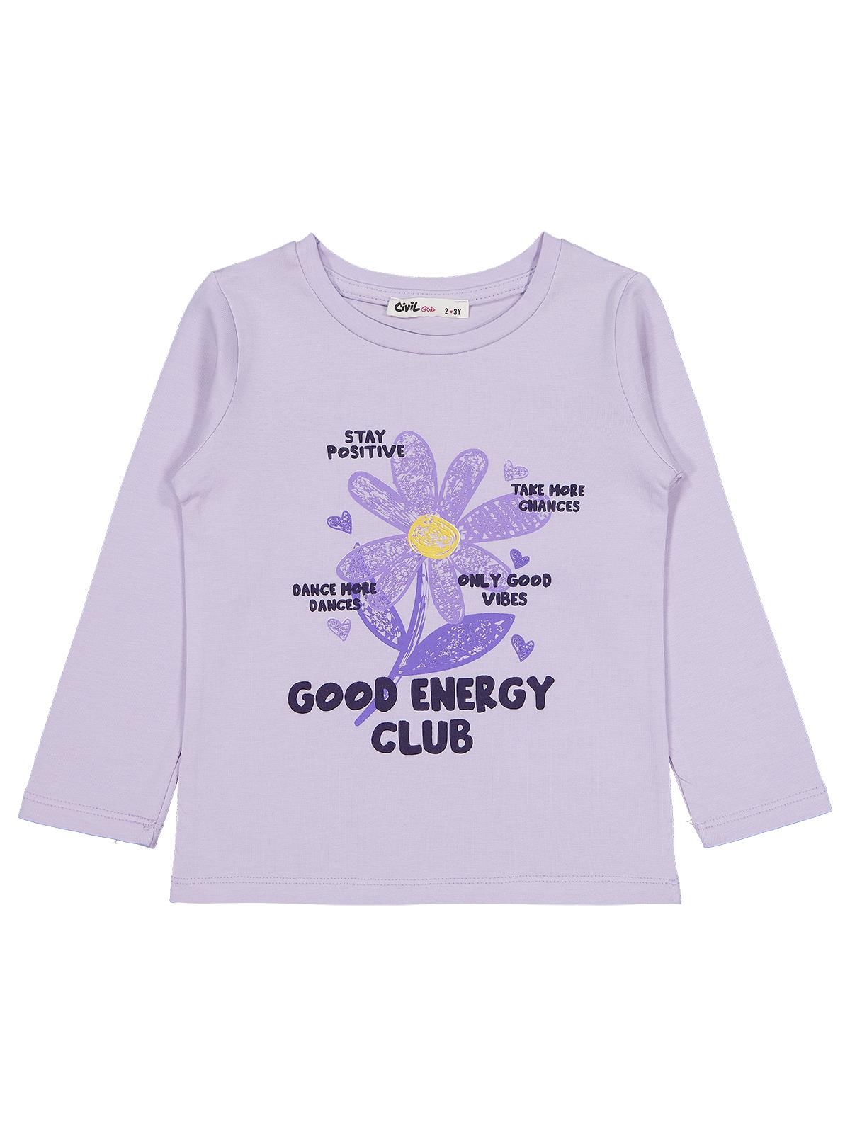 Civil Girls Good Energy Clup Baskılı 2-5 Yaş Sweatshirt - Lila