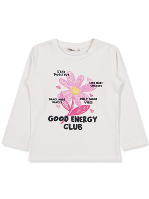 Civil Girls Good Energy Clup Baskılı 2-5 Yaş Sweatshirt - Ekru