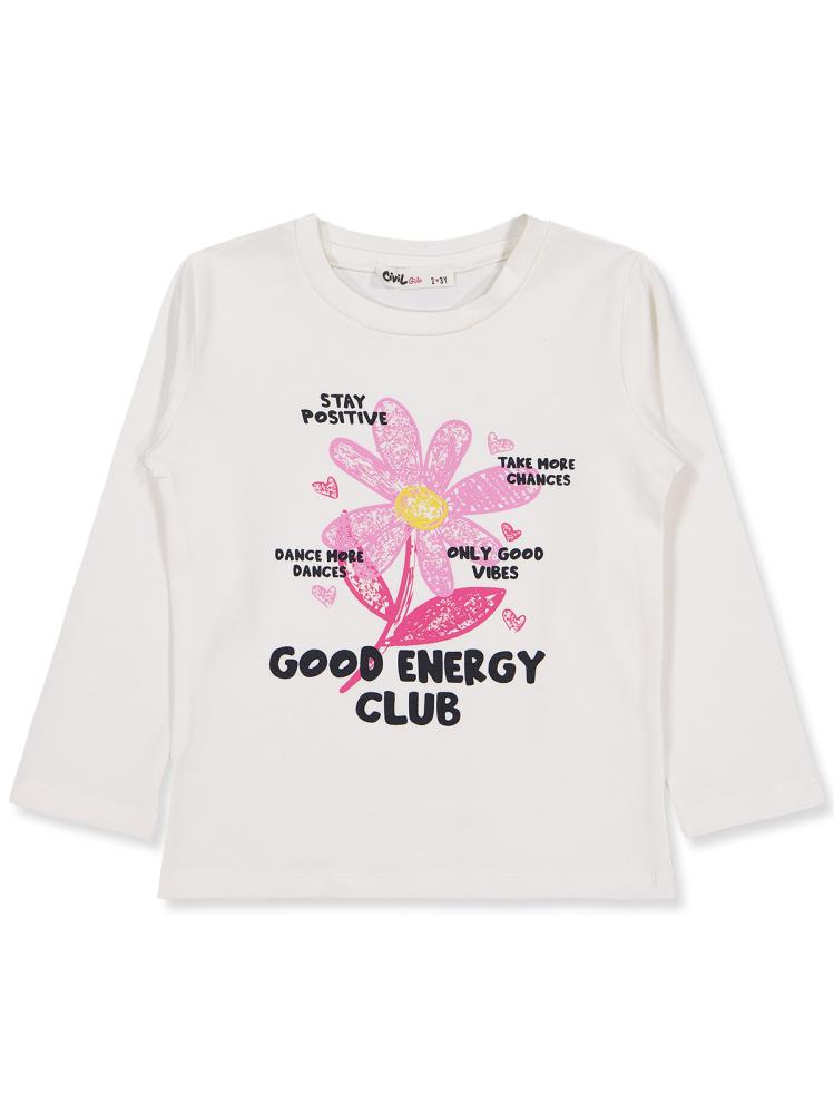 Civil Girls Good Energy Clup Baskılı 2-5 Yaş Sweatshirt - Ekru