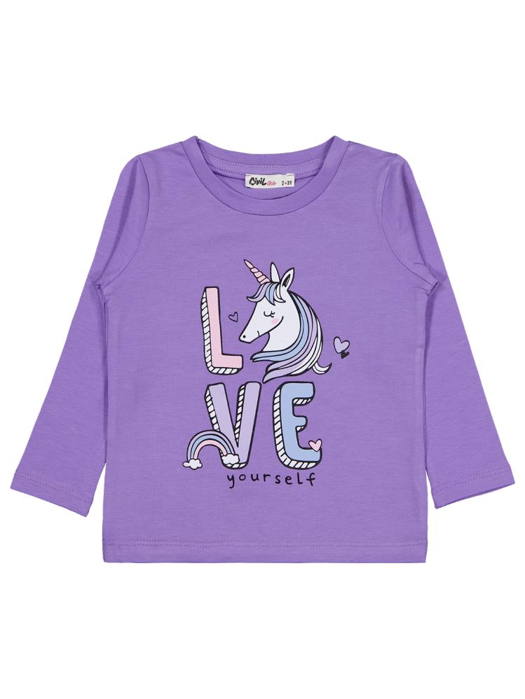 Civil Girls Unicorn Baskılı 2-5 Yaş Sweatshirt - Lila