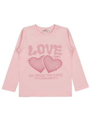 Civil Girls Kalp Baskılı 6-9 Yaş Sweatshirt - Pudra