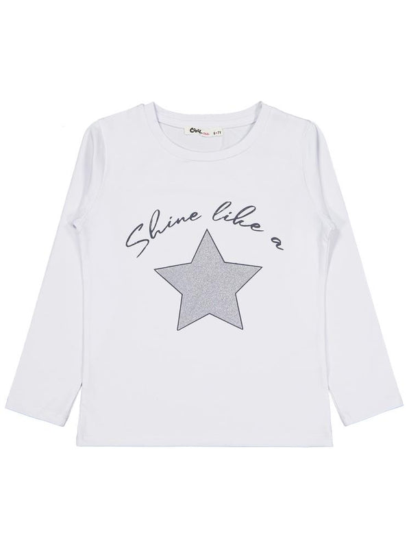 Civil Girls Yıldız Baskılı 6-9 Yaş Sweatshirt - Beyaz