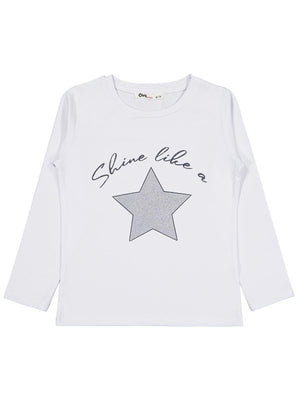 Civil Girls Yıldız Baskılı 6-9 Yaş Sweatshirt - Beyaz