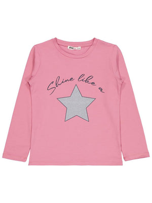 Civil Girls Yıldız Baskılı 6-9 Yaş Sweatshirt - Pembe