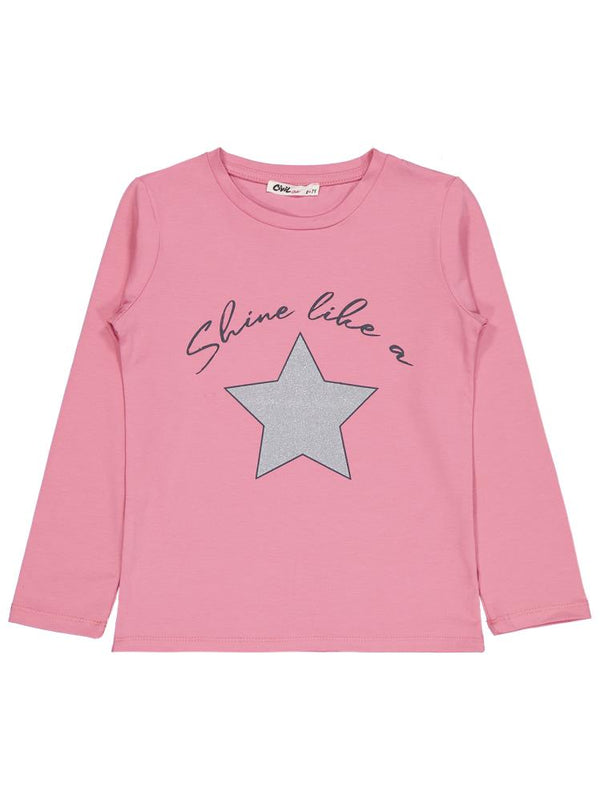 Civil Girls Yıldız Baskılı 6-9 Yaş Sweatshirt - Pembe