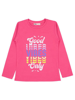 Civil Girls Good Vibes Only Baskılı 6-9 Yaş Sweatshirt - Pembe