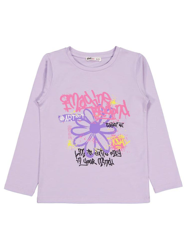 Civil Girls Çiçek Baskılı 6-9 Yaş Sweatshirt - Lila