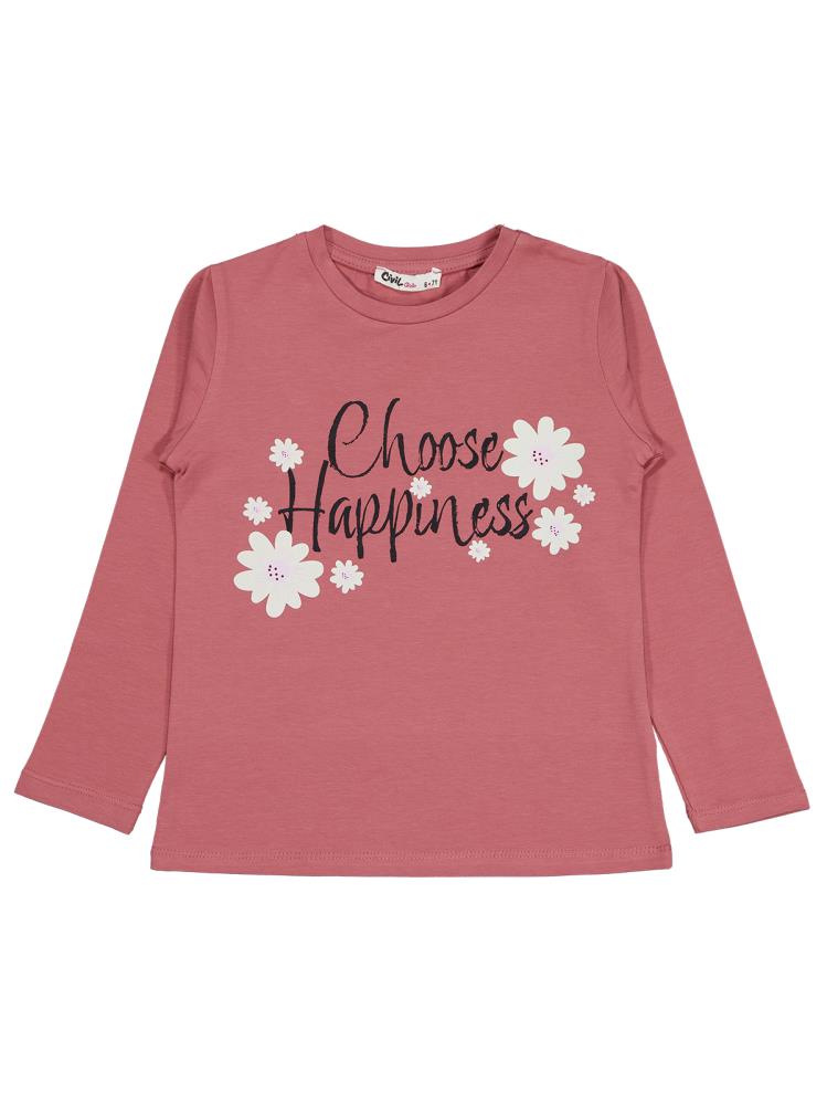 Civil Girls Choose Happiness Baskılı 6-9 Yaş Sweatshirt - Pembe